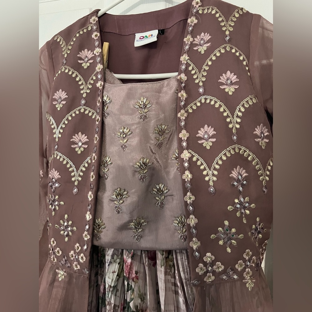 Floral Indian Crop Top Indo Western Outfit - Picture 11 of 14